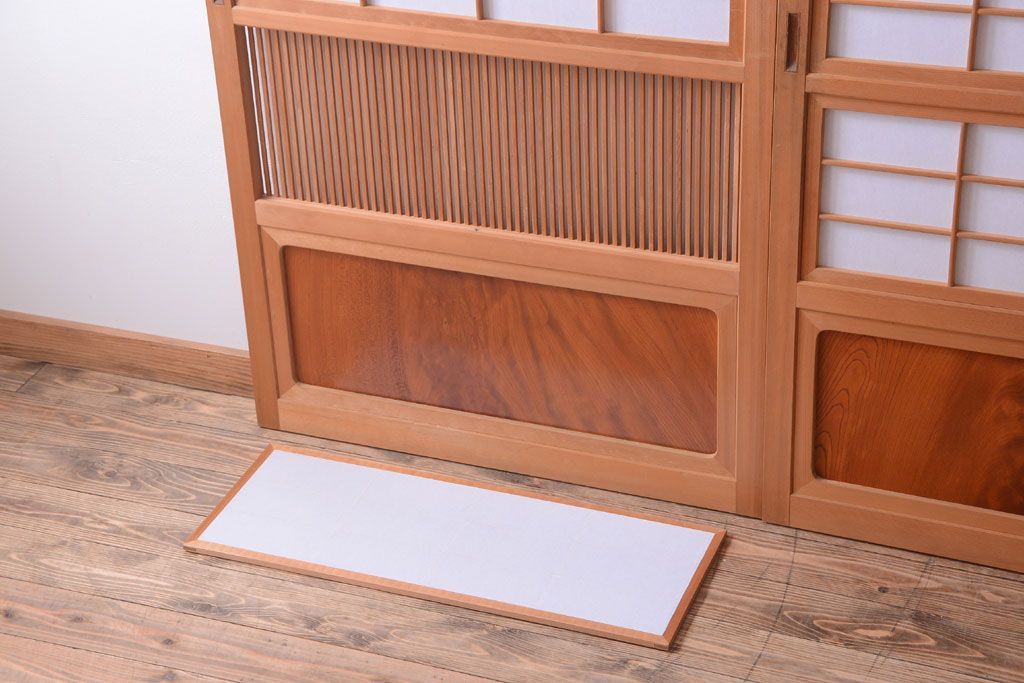 アンティーク　高級品!腰板欅材の木味障子格子戸3枚セット