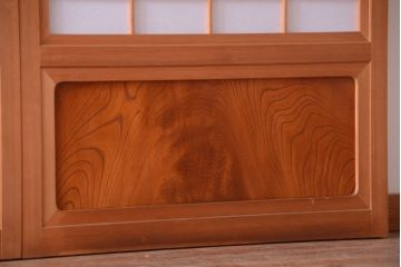 アンティーク　高級品!腰板欅材の木味障子格子戸3枚セット