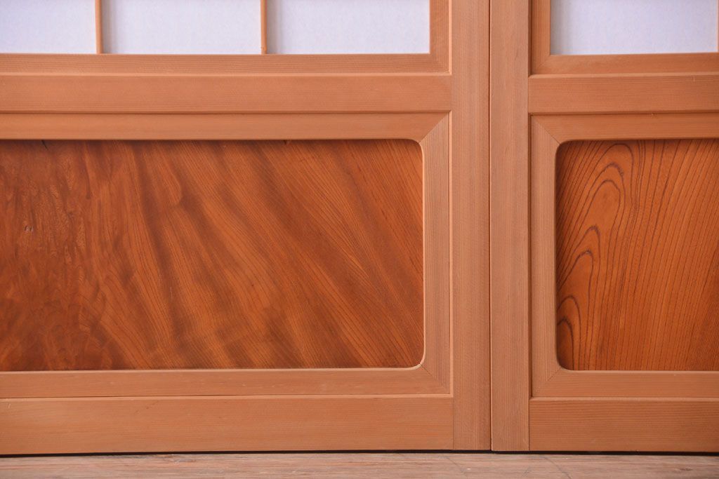 アンティーク　高級品!腰板欅材の木味障子格子戸3枚セット