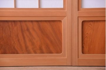 アンティーク　高級品!腰板欅材の木味障子格子戸3枚セット