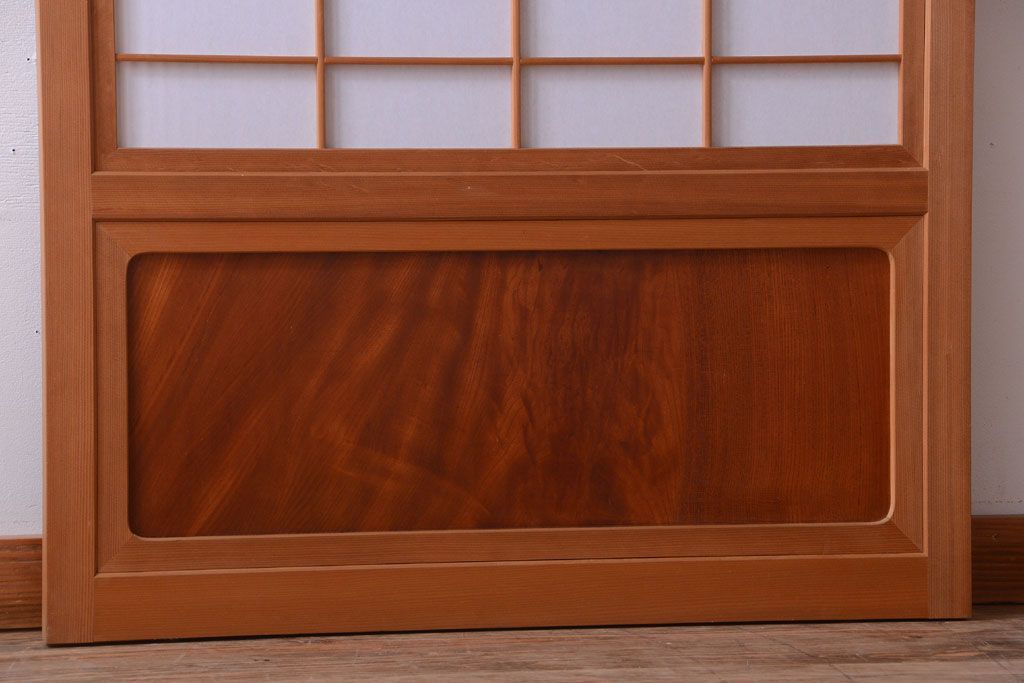 アンティーク　高級品!腰板欅材の木味障子格子戸