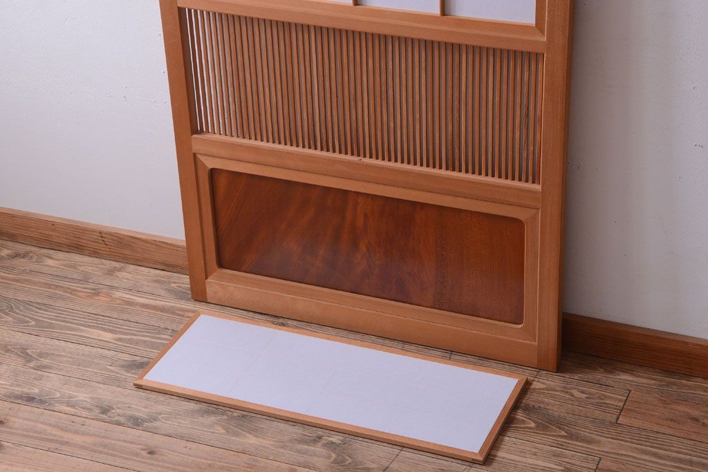 アンティーク　高級品!腰板欅材の木味障子格子戸