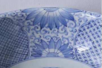 アンティーク　成化年製!線描き染付深鉢(お皿)