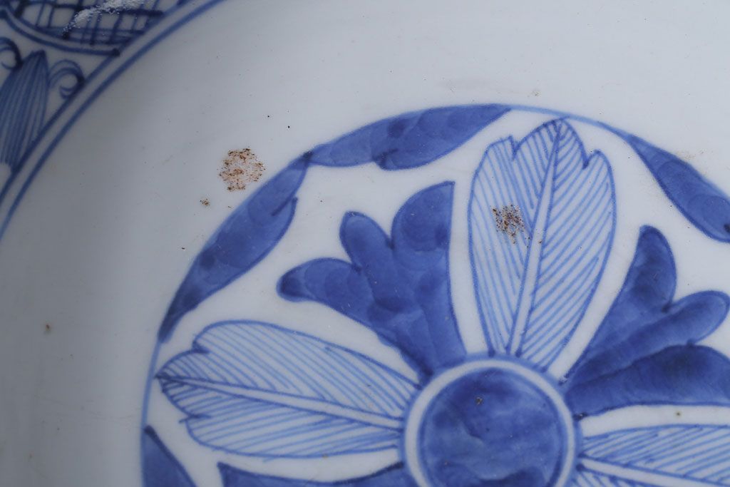 アンティーク　成化年製!線描き染付深鉢(お皿)