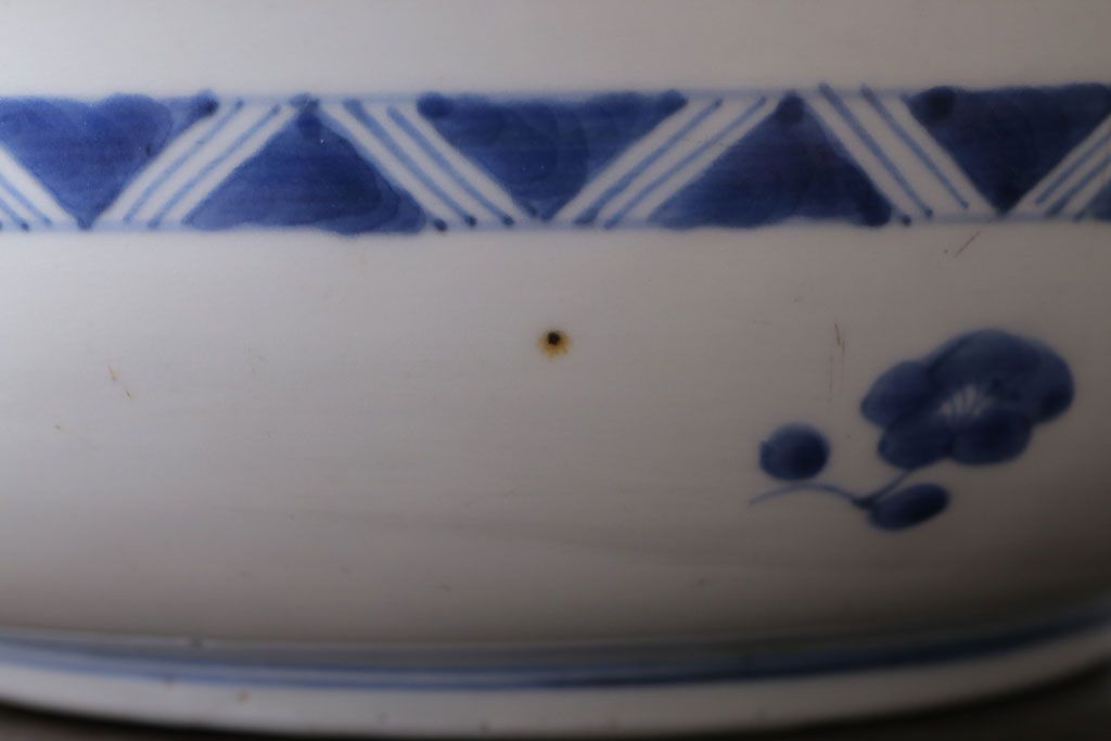 アンティーク　成化年製!線描き染付深鉢(お皿)