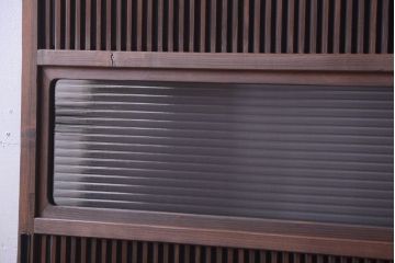 アンティーク　裏ガラス入り!モールガラス帯の格子戸2枚セット