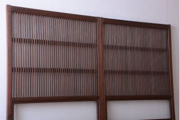 アンティーク　裏ガラス入り!モールガラス帯の格子戸2枚セット