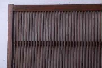 アンティーク　裏ガラス入り!モールガラス帯の格子戸2枚セット