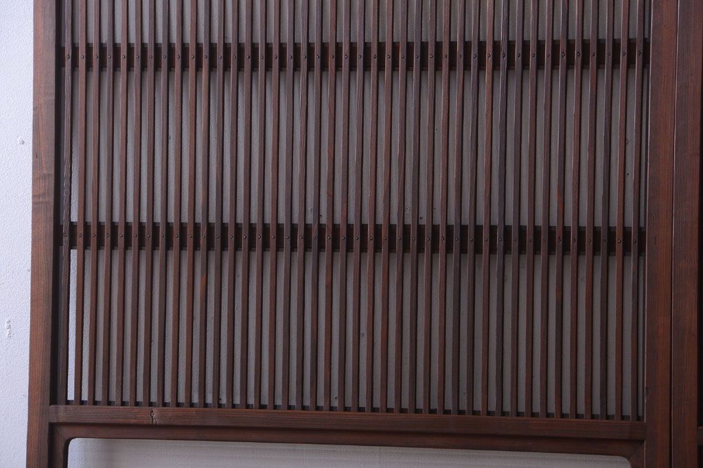 アンティーク　裏ガラス入り!モールガラス帯の格子戸2枚セット