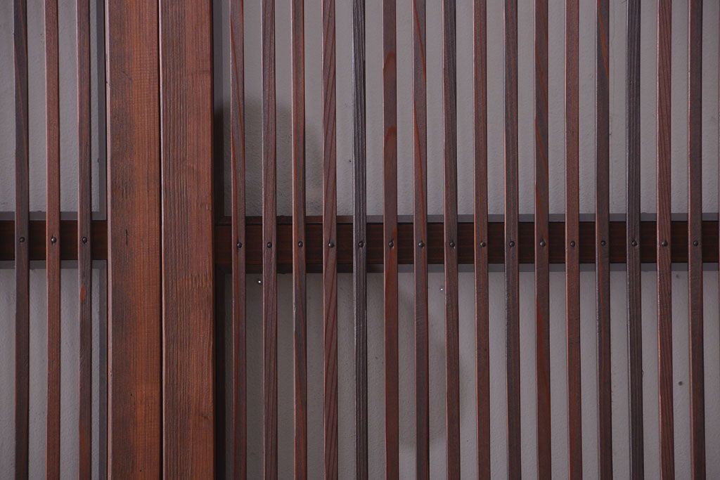 アンティーク　裏ガラス入り!モールガラス帯の格子戸2枚セット