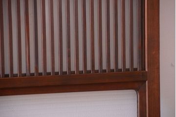 アンティーク　裏ガラス入り!モールガラス帯の格子戸2枚セット