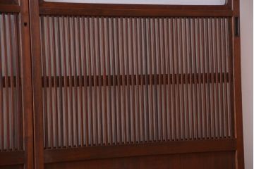 アンティーク　裏ガラス入り!モールガラス帯の格子戸2枚セット