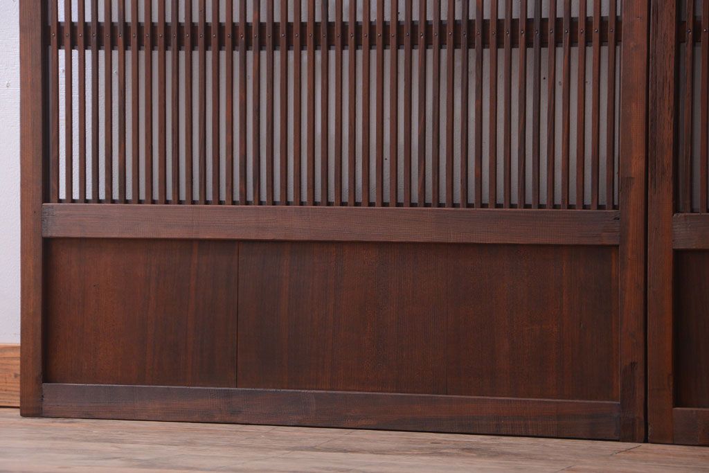 アンティーク　裏ガラス入り!モールガラス帯の格子戸2枚セット