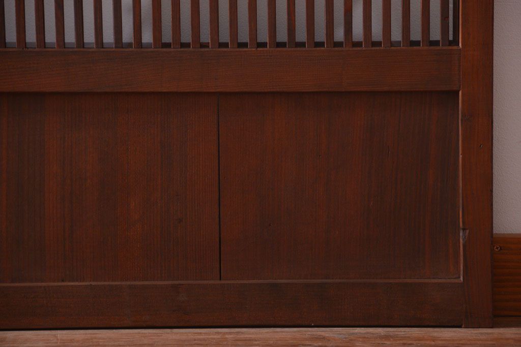 アンティーク　裏ガラス入り!モールガラス帯の格子戸2枚セット