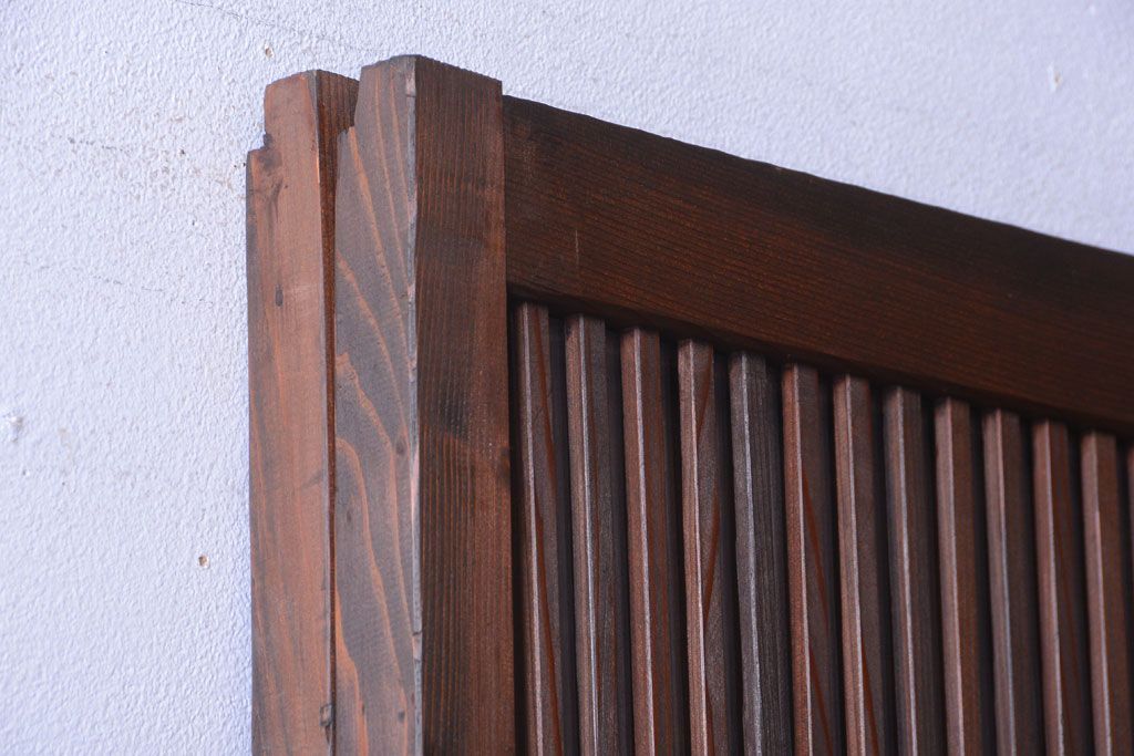 アンティーク　裏ガラス入り!モールガラス帯の格子戸2枚セット