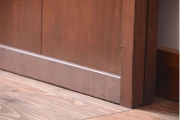 アンティーク　裏ガラス入り!モールガラス帯の格子戸2枚セット