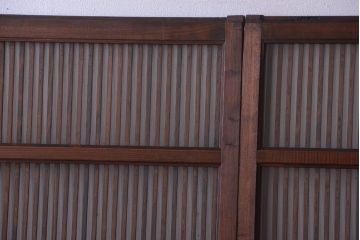 アンティーク　裏ガラス入り!モールガラス帯の格子戸2枚セット