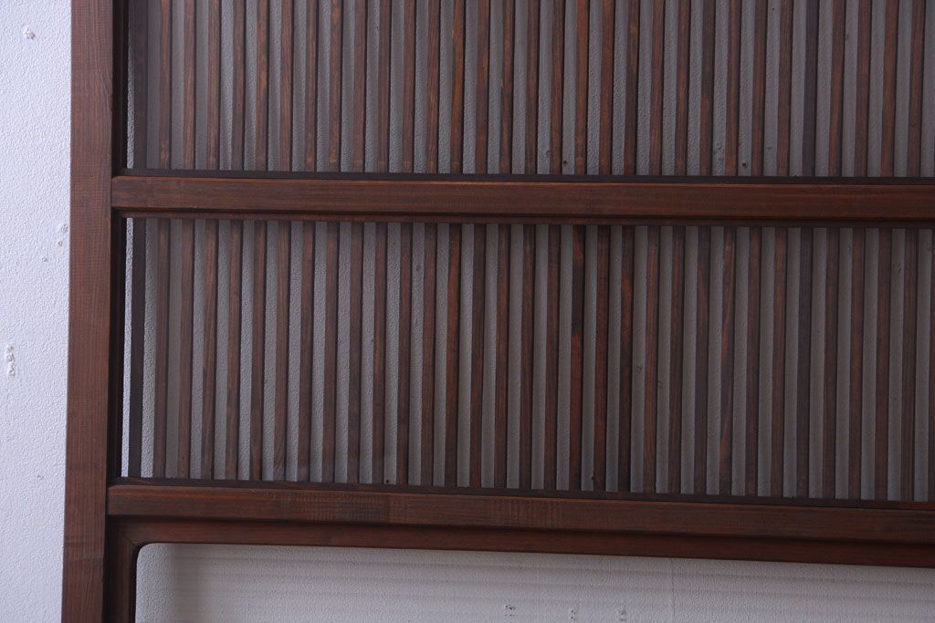 アンティーク　裏ガラス入り!モールガラス帯の格子戸2枚セット