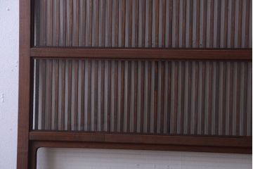 アンティーク　裏ガラス入り!モールガラス帯の格子戸2枚セット