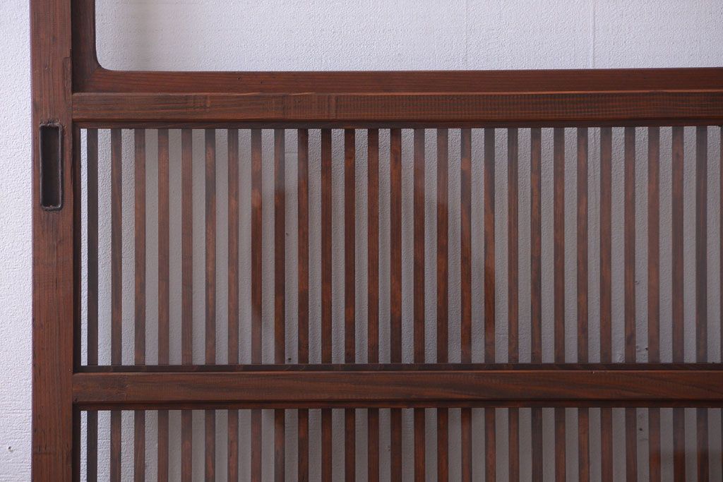 アンティーク　裏ガラス入り!モールガラス帯の格子戸2枚セット