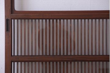 アンティーク　裏ガラス入り!モールガラス帯の格子戸2枚セット