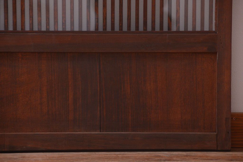 アンティーク　裏ガラス入り!モールガラス帯の格子戸2枚セット