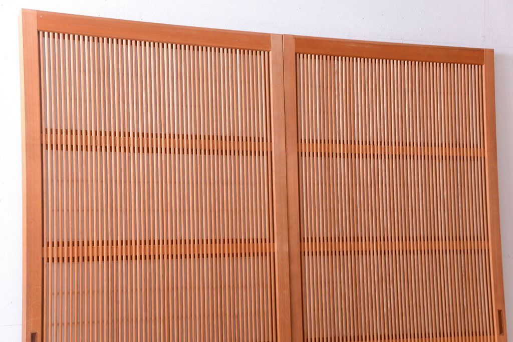 アンティーク　高級品!腰板欅材の木味障子格子戸2枚セット