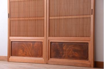 アンティーク　高級品!腰板欅材の木味障子格子戸2枚セット