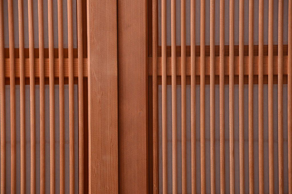 アンティーク　高級品!腰板欅材の木味障子格子戸2枚セット