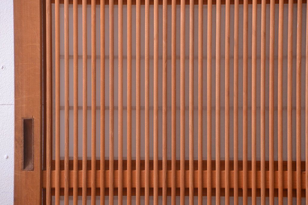 アンティーク　高級品!腰板欅材の木味障子格子戸2枚セット