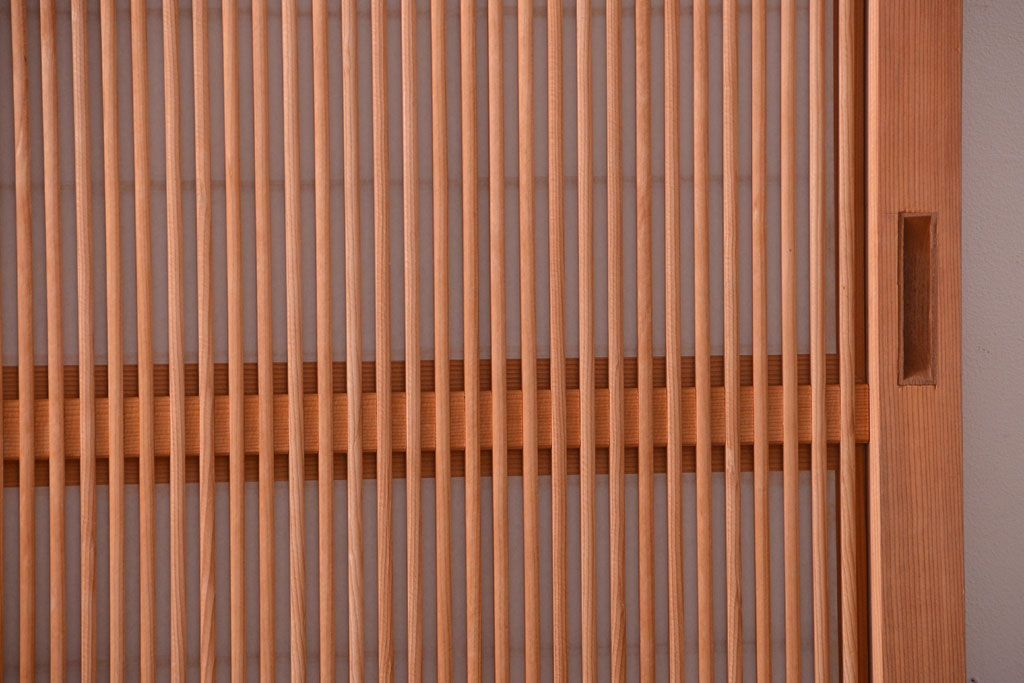 アンティーク　高級品!腰板欅材の木味障子格子戸2枚セット