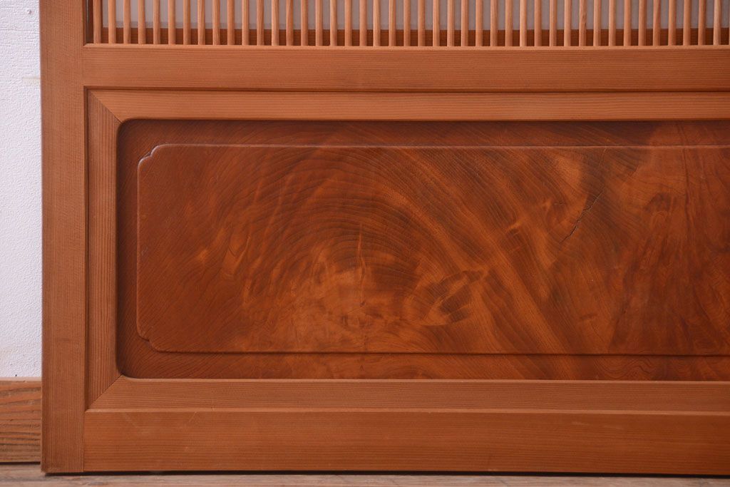 アンティーク　高級品!腰板欅材の木味障子格子戸2枚セット