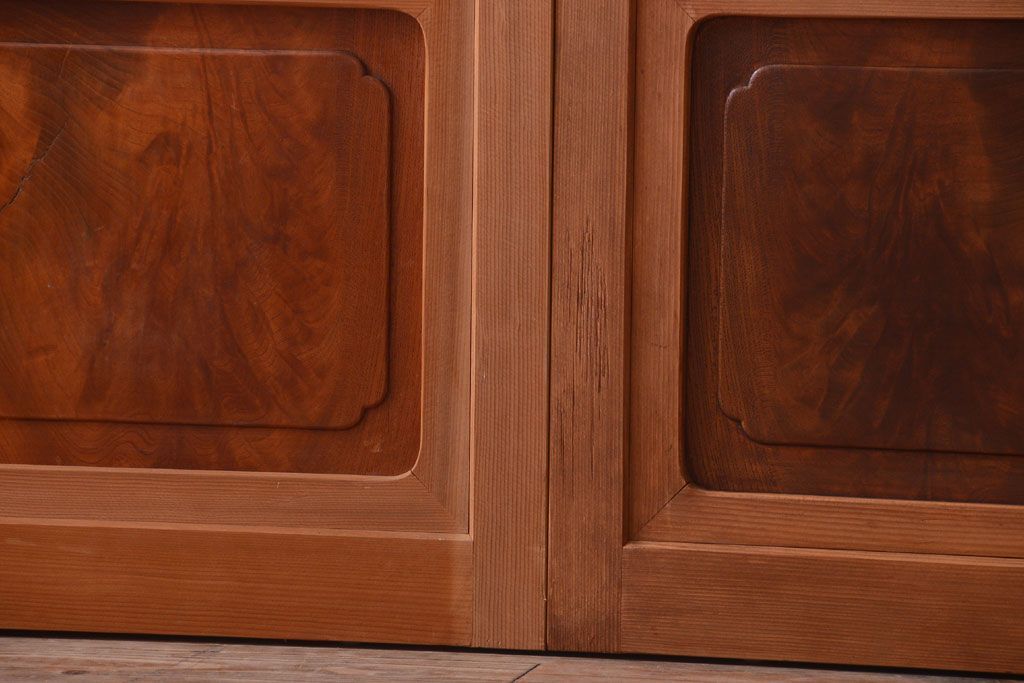 アンティーク　高級品!腰板欅材の木味障子格子戸2枚セット