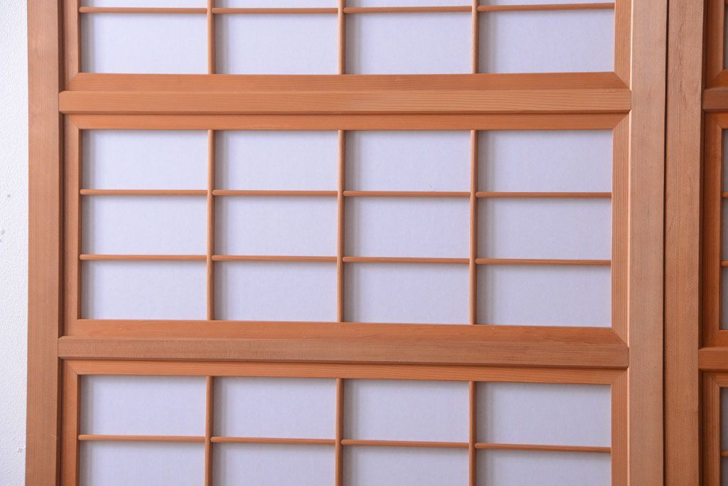 アンティーク　高級品!腰板欅材の木味障子格子戸2枚セット