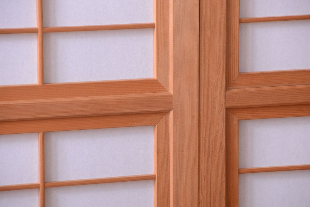 アンティーク　高級品!腰板欅材の木味障子格子戸2枚セット