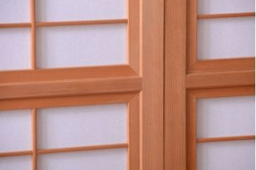 アンティーク　高級品!腰板欅材の木味障子格子戸2枚セット