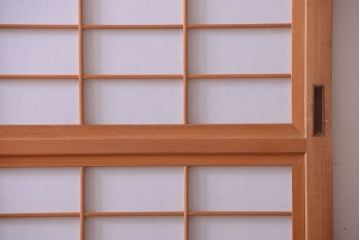 アンティーク　高級品!腰板欅材の木味障子格子戸2枚セット