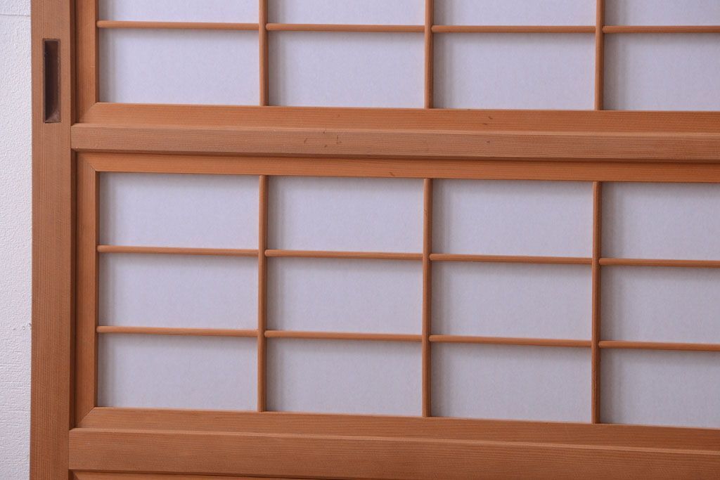 アンティーク　高級品!腰板欅材の木味障子格子戸2枚セット