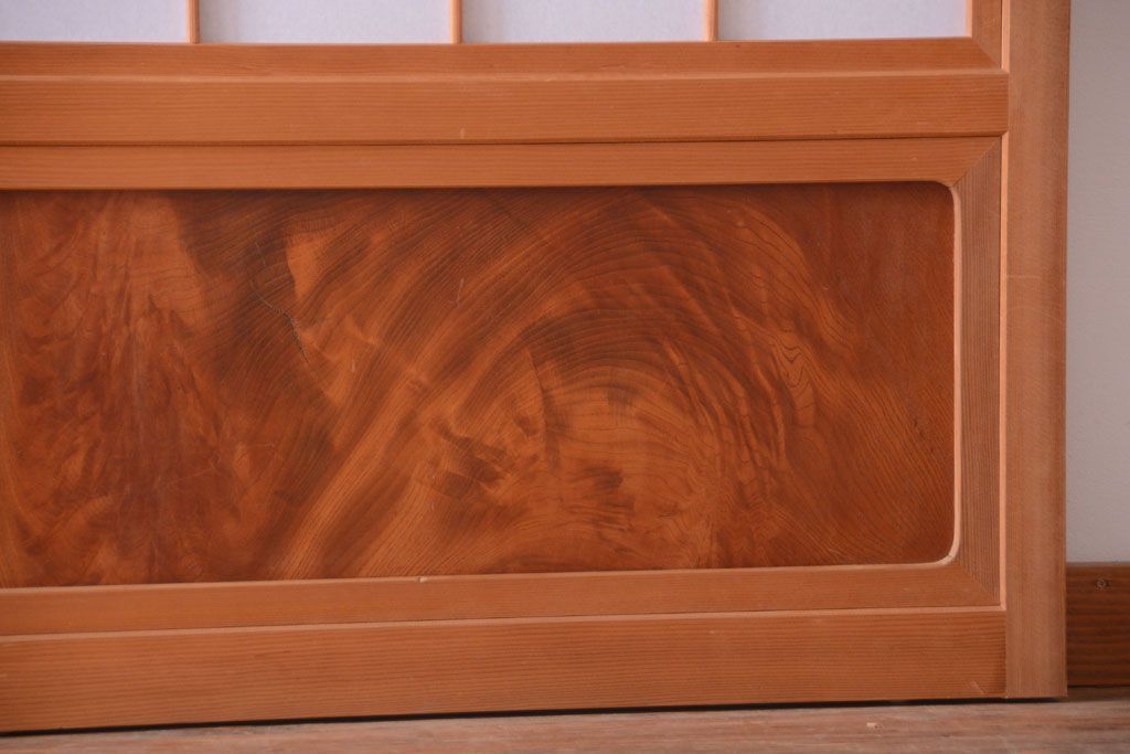 アンティーク　高級品!腰板欅材の木味障子格子戸2枚セット