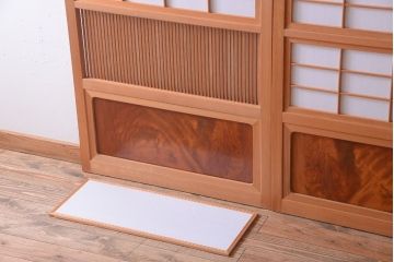 アンティーク　高級品!腰板欅材の木味障子格子戸2枚セット