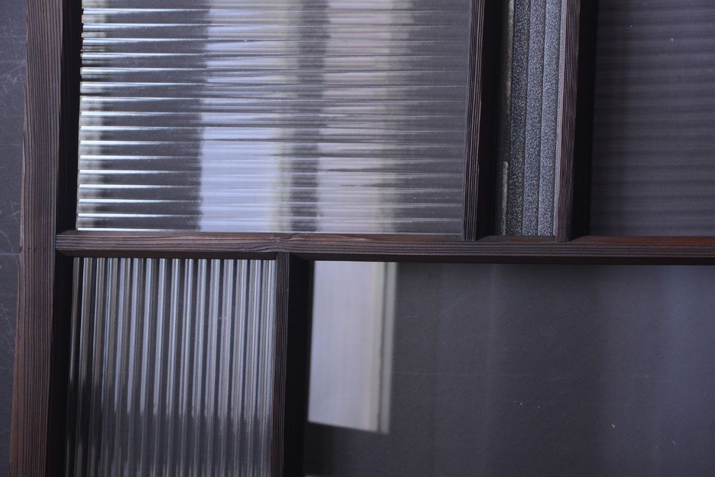 古民具・骨董　モールガラス入り!モダンなアンティークガラス戸4枚セット