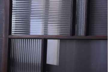 古民具・骨董　モールガラス入り!モダンなアンティークガラス戸4枚セット