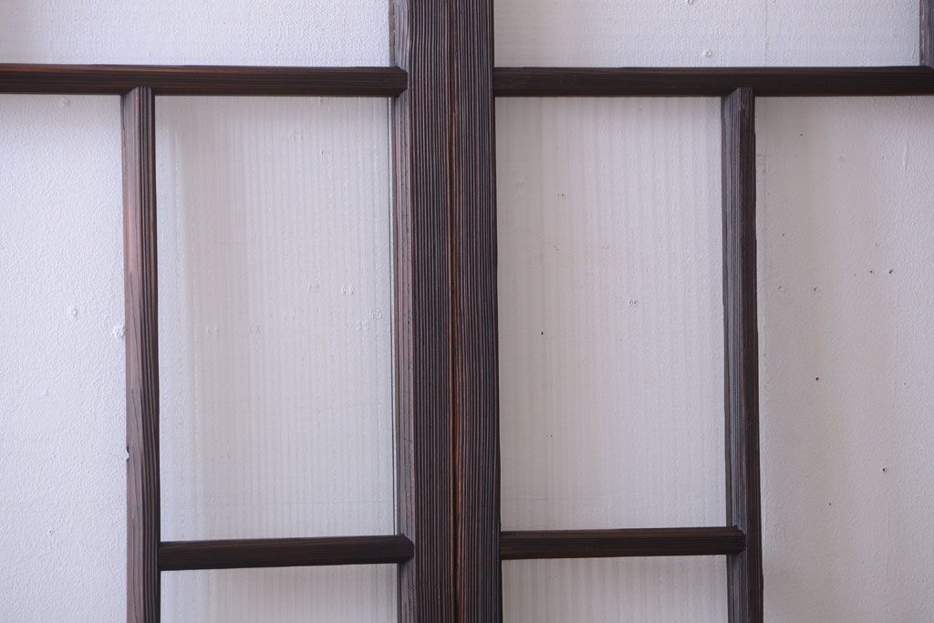 古民具・骨董　モールガラス入り!モダンなアンティークガラス戸4枚セット