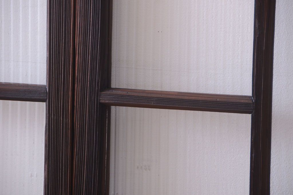 古民具・骨董　モールガラス入り!モダンなアンティークガラス戸4枚セット