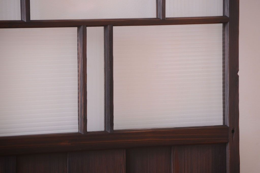 古民具・骨董　モールガラス入り!モダンなアンティークガラス戸4枚セット