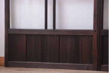 古民具・骨董　モールガラス入り!モダンなアンティークガラス戸4枚セット