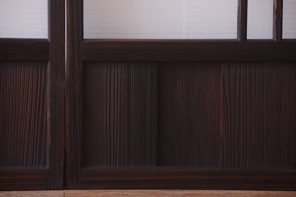 古民具・骨董　モールガラス入り!モダンなアンティークガラス戸4枚セット