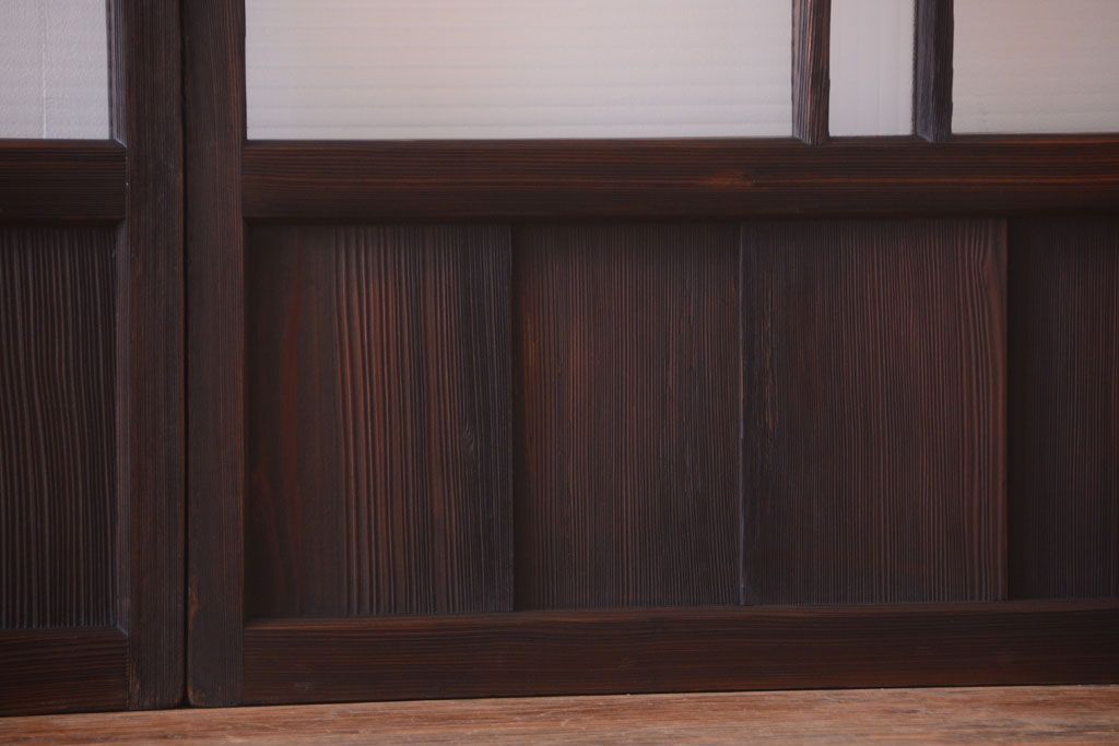 古民具・骨董　モールガラス入り!モダンなアンティークガラス戸4枚セット