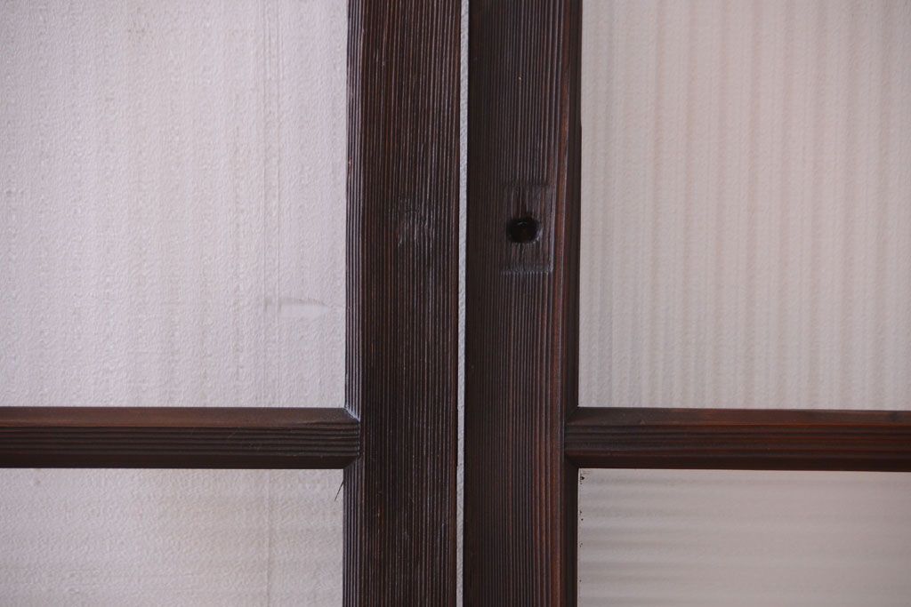 古民具・骨董　モールガラス入り!モダンなアンティークガラス戸4枚セット