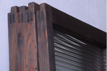 古民具・骨董　モールガラス入り!モダンなアンティークガラス戸4枚セット